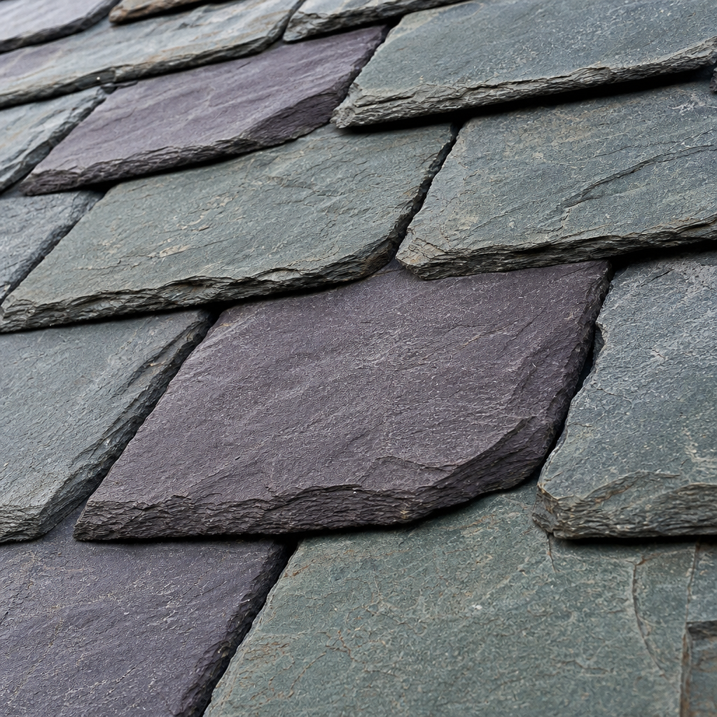 Macro photograph of multi-tone natural slate tiles
