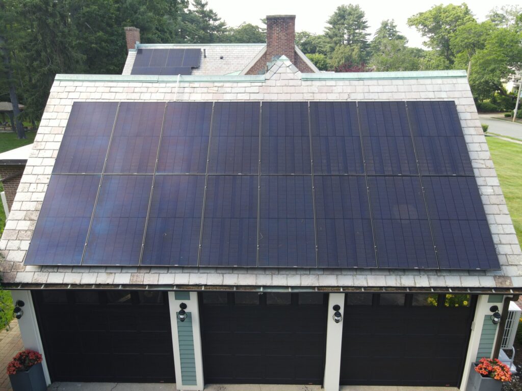 Slate-roof solar installation by Solar Slate Solutions — Brockton, MA.