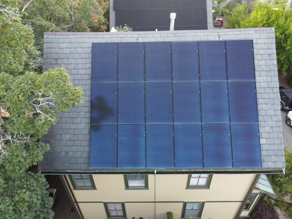Slate-roof solar installation by Solar Slate Solutions — Cambridge, MA.