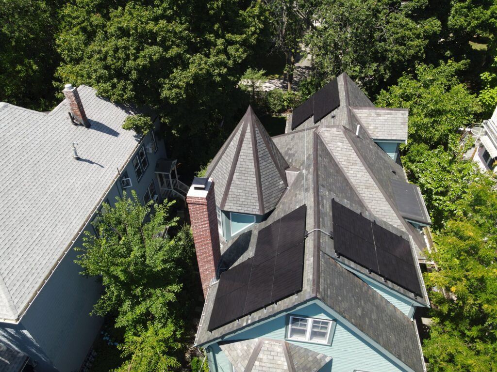 Slate-roof solar installation by Solar Slate Solutions — Cambridge, MA.
