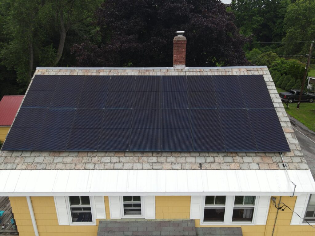 Slate-roof solar installation by Solar Slate Solutions — Easthampton, MA.