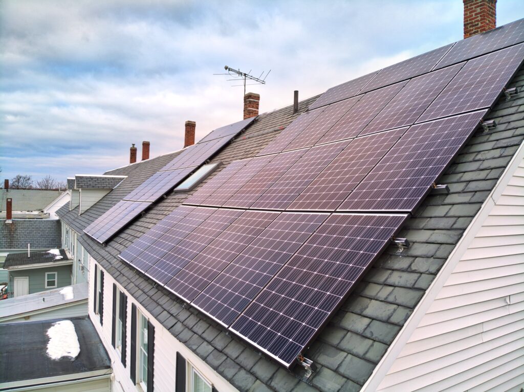 Slate-roof solar installation by Solar Slate Solutions — Lowell, MA.