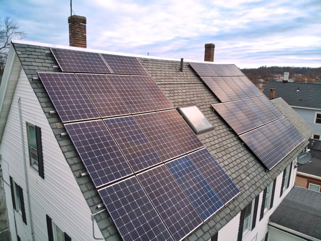 Slate-roof solar installation by Solar Slate Solutions — Lowell, MA.