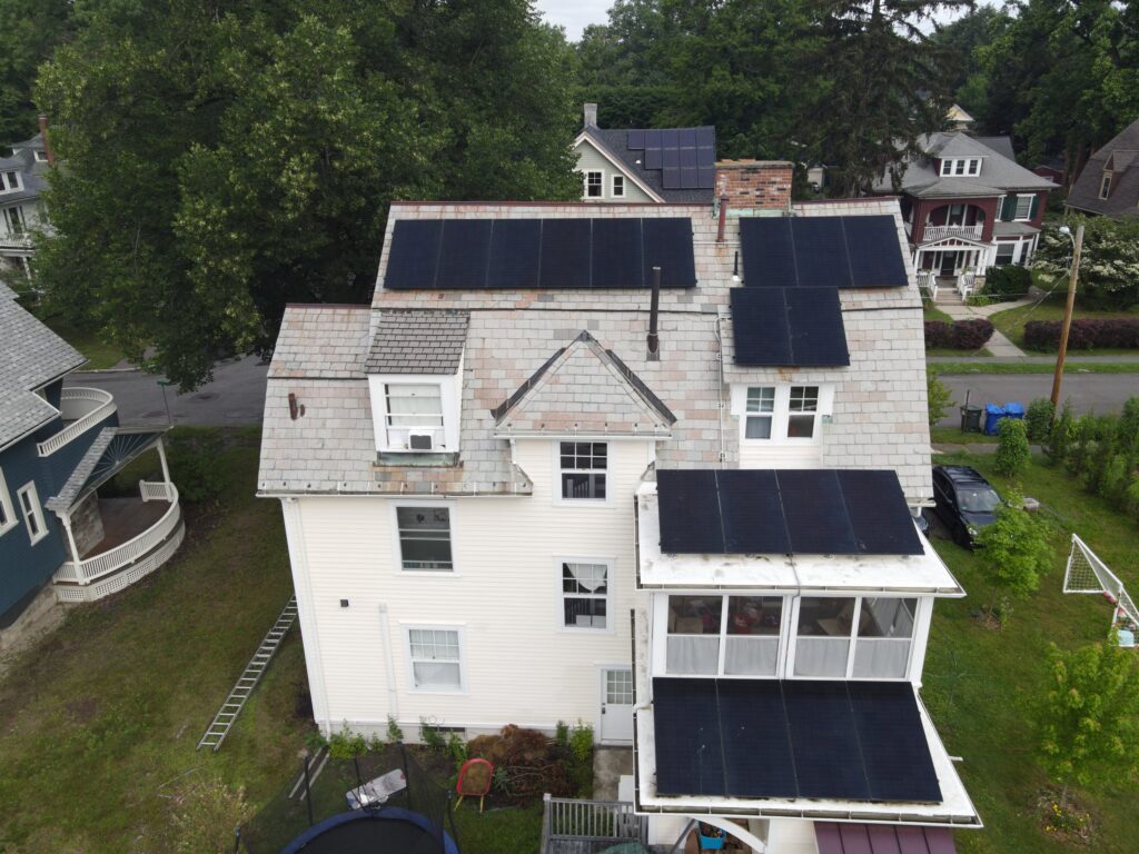 Slate-roof solar installation by Solar Slate Solutions — Northampton, MA.