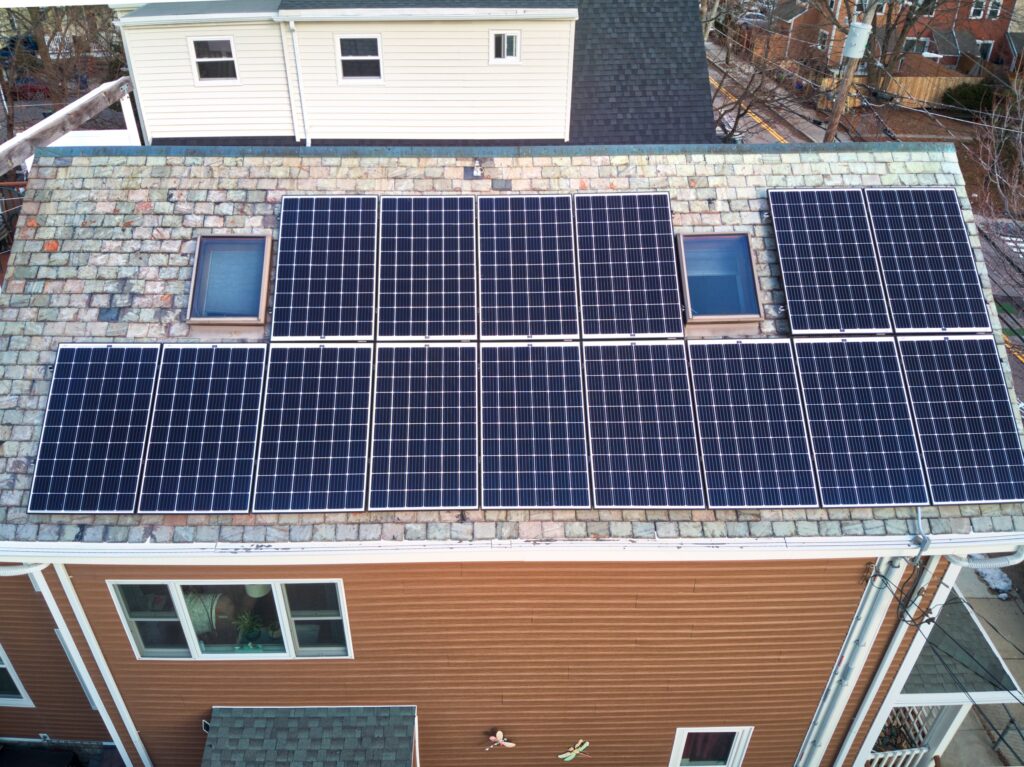 Slate-roof solar installation by Solar Slate Solutions — Somerville, MA.