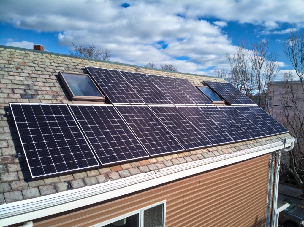 Slate-roof solar installation by Solar Slate Solutions — Somerville, MA.
