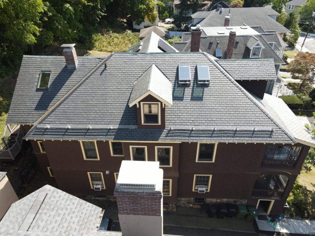 Slate-roof solar installation by Solar Slate Solutions — Watertown, MA.
