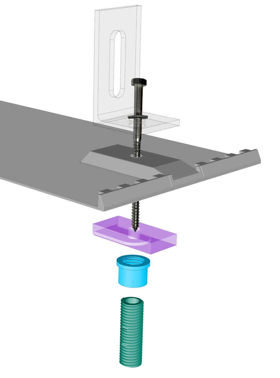 Exploded view of the SlatePlate mounting assembly and its components